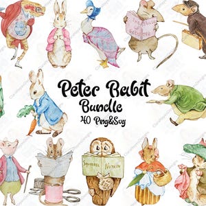 Peter Rabit Watercolor Clipart Bundle | Beatrix Poter Style (PNG Digital Download)