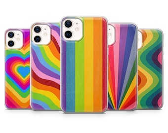 Rainbow Phone Case Colorful LGBTQ Cover for iPhone 17, 16Pro, 15, 14, 13, 12, Samsung S25, S24, S23, S22, A16, A56, A55, Pixel 10Pro 9Pro