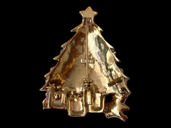VTG Monet Christmas Tree Brooch Rhinestone Crysta… - image 3