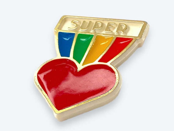 VTG 80s Hallmark SUPER Rainbow Heart Pin Pride LG… - image 7