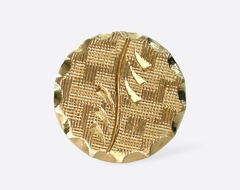 vintage engraved goldtone pin c. 1960s - 1970s / diamond cut lapel pin / engraved locking flatback tie tack pin