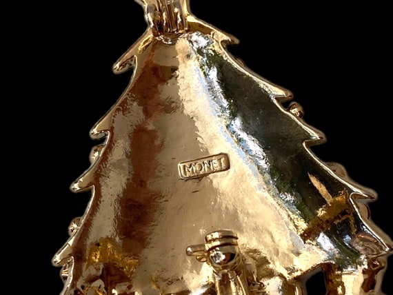 VTG Monet Christmas Tree Brooch Rhinestone Crysta… - image 4