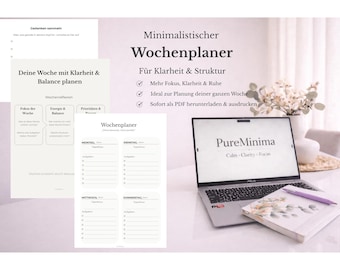 Wochenplaner PDF Deutsch minimalistisch | Weekly Planner Printable | Fokus & Struktur | To Do Liste | Organisation | Planer zum Ausdrucken