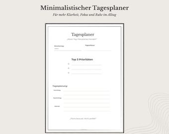 Planificador diario minimalista en PDF | Planificador de enfoque diario | Planificador de productividad | Planificador imprimible | Sistema de productividad tranquilo