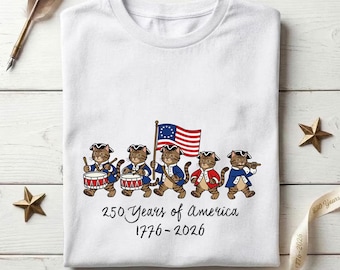 Patriotic Cat Shirt, Proud American Spirit Tee , 4th of July Cat Lover Shirt, Funny Revolutionary War Cat Shirt, 1776-2026 USA Gift.