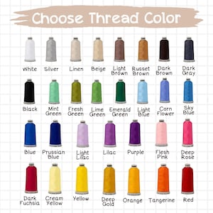 May include: Image showing a color chart with thread colors. The text "Choose Thread Color" is at the top. Colors include white, silver, black, blue, red, and many more. Each color is labeled with its name.