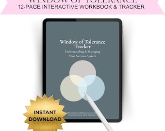 Psychotherapy Worksheet | Window of Tolerance Tracker | Trauma Healing, Mental Health (Digital PDF)