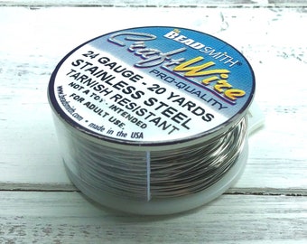 24 Gauge Stainless Steel Wire, Non-Tarnish, 20 yard spool, Stainless Steel Round Wire, 30 foot spool, 24 Gauge Wire, Wire Wrapping Wire