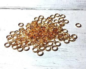 Anillos de salto chapados en oro de 6 mm, calibre 18, paquete de 144 piezas, anillo de salto de oro fuerte, anillo de salto de 6 mm, anillo de salto de oro de calibre 18, anillo de salto de oro brillante, oro