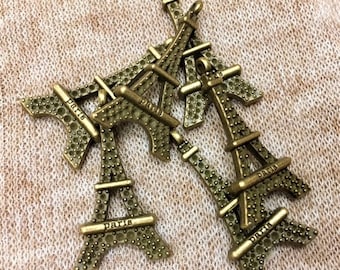 Antique Gold Eiffel Tower Charm, 6 pieces, Antique Brass Paris Charm, French Lover Charm, Paris Charm, Eiffel Tower, France Charm, Brass
