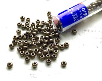 6/0 Cromo Metálico Checo, 6/0 Bronce Gunmetal, 6/0 Bronce Metálico, Tamaño 6 Abalorios de Vidrio de Bronce Metálico, Abalorios de Semillas Brassy Gunmetal, 6/0 Metal