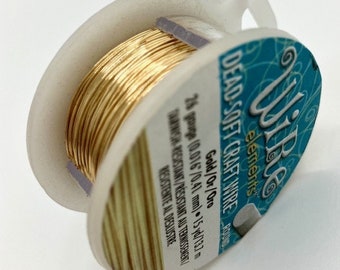 26 Gauge Gold Plated Wire, Non-Tarnish, 15 yard spool, Gold Round Wire, 45 foot spool, 26 Gauge Wire, Silver Wire, Wire Wrapping Wire