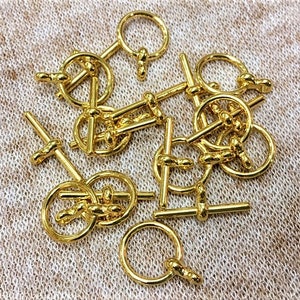 18mm Gold Plated Classic Toggle, 10 Pieces, Gold Toggle Clasp, Small Toggle Clasp, Bracelet Toggle Clasp, Bead Source, Julie&#39;s Bead Store