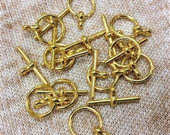 18mm Gold Plated Classic Toggle, 10 Pieces, Gold Toggle Clasp, Small Toggle Clasp, Bracelet Toggle Clasp, Bead Source, Julie's Bead Store