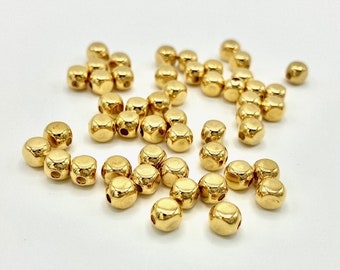 CLEARANCE Sale, 5mm Cube Gold Plated Beads, 50pieces, 5mm Rounded Cube, 5mm Gold Plated Metal, Gold Cube Spacer, Gold Metal Square Bead
