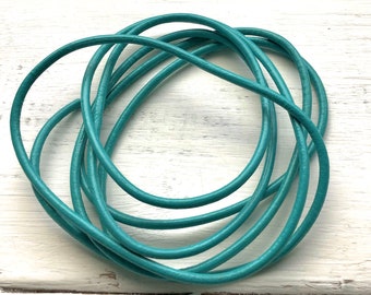2mm Turquoise Green Leather, 3.5 feet, 2mm Turquoise Leather Cord, Leather Cord, 2mm Cord, Leather Wrap Bracelet, 2mm Leather, Turquoise