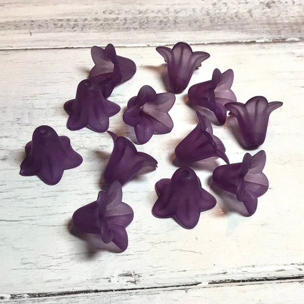 Royal Purple Lucite Lily Beads, 18mm Purple Flower Bead, Purple Lily Bead, Dark Violet Flower Bead, Bead Source, Julie's Bead Store, Purple