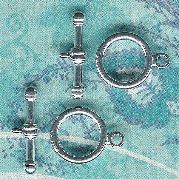 16mm Silver Toggle, 2 Sets, Strong Silver Toggle, Large Silver Toggle, Silver Plated Toggle Clasp, Bead Source, Julie's Bead Store, Toggle