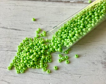 11/0 Seed Bead Lime Green AB, #11 Lime AB Seed Beads, Light Green Seed Bead, Seed Bead Weaving, Size 11 Seed Bead, Lime Green, Czech Glass
