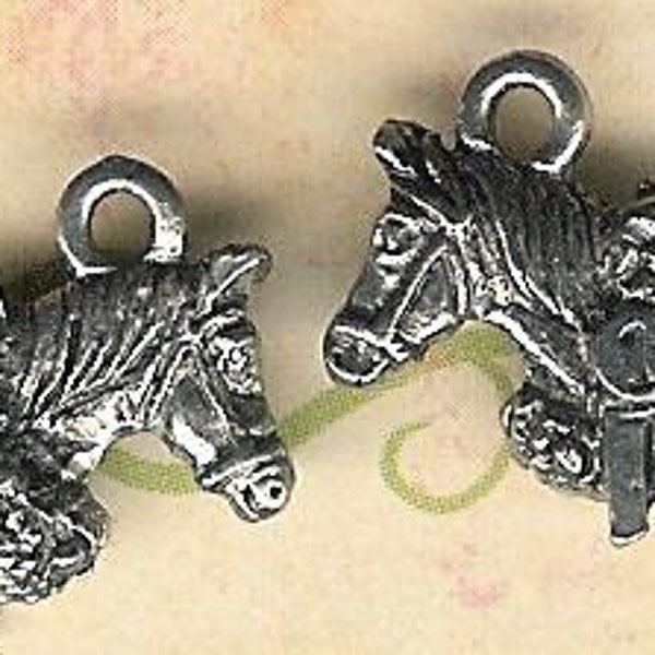 Antique Silver Horse Head Charm- 6 pieces-lead free