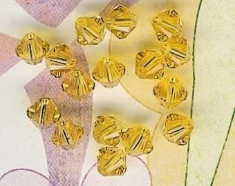 4mm Light Topaz Austrian Swarovski Crystals, 16 Pc Pk, Swarovski Light Topaz, 4mm Swarovski Crystal, Yellow Swarovski Crystal, Lemon Yellow