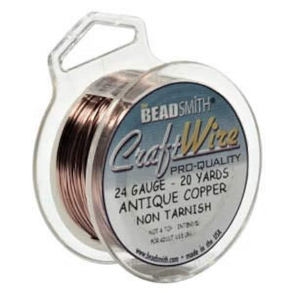 24 Gauge Antique Copper Plated Wire, Non-Tarnish, 20 yard spool, Antique Copper Wire, 24 Gauge Wire, 24 Gauge Copper Wire, Wire Wrapping