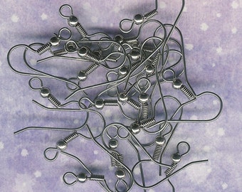 Antique Silver Stainless Steel Fishhook Earwires-24 piece pack, Antique Silver Earwire, Fishhook, Nickle Earwire,Antique Silver Earring Hook