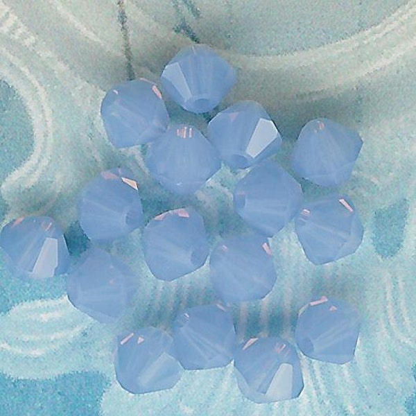 4mm Air Blue Opal Austrian Swarovski Crystals-16 piece, Air Blue Opal Swarovski, 4mm Swarovski Bicone, Baby Blue Opal Crystal Bead, 4mm Opal