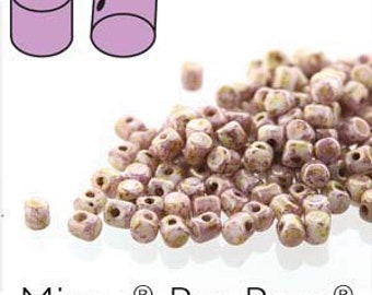 Minos 2.5x3mm, Les Perles Par Puca, Minos de cerámica de oro rosa, Minos rosa, Minos rosa moteado, Cuentas de travertino rosa, Cuentas de Picasso rosa
