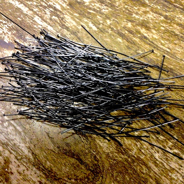 BULK Gunmetal 3 inch Head Pins, 144 piece pack, Long Headpin, Black Oxide Headpin, Pendant Headpin, Gunmetal Headpin, Julie's Bead Store