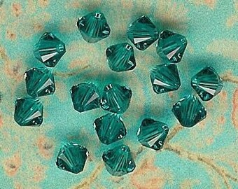 Paquete de 16 piezas de cristales de Swarovski austriacos de circón azul de 4 mm, Swarovski de circón azul, cristal de Swarovski de 4 mm, piedra natal de diciembre, verde azulado