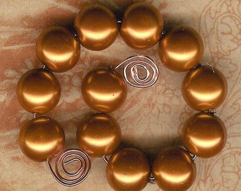 12pc, 12mm Copper Chinese Glass Pearl Beads, 12mm Glass Pearl, 12mm Copper Bead,  Large Copper Pearl, Julie's Bead Store, Jumbo Copper Pearl