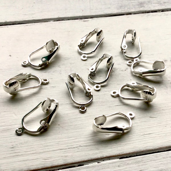 Silver Plated Clip-On Earwires-10 piece pack, Clip-On Earwires, Silver Clip Earwire, Silver Earring Wires, Silver Clip Earrings, Clip-On's