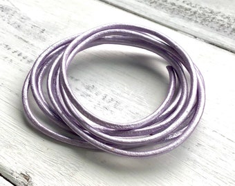 Cuero lavanda metálico de 2 mm, sección de 3,5 pies, cordón de cuero morado claro de 2 mm, cordón de cuero indio, cordón morado de 2 mm, pulsera de cuero