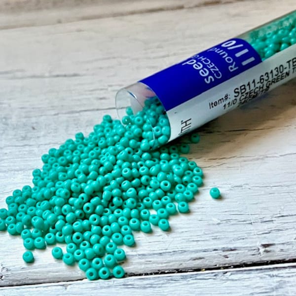 11/0 Seed Bead Turquoise, #11 Green Turquoise Seed Beads, Turquoise Seed Bead, Seed Bead Weaving, Size 11 Seed Bead, Turquoise Green, Czech