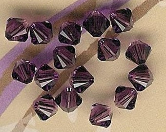 4mm Amethyst Austrian Swarovski Crystals, Amethyst Swarovski Crystal, February Birthstone, Dark Purple Crystal, Eggplant Crystal, Amethyst
