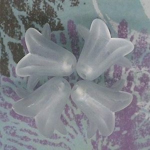 White Lucite Lily Beads, 18mm, 12 Pieces, Frosted White Lily Earring Bead, White Lily Bead, White Flower Bead, Bead Source, Julie's Beads image 5
