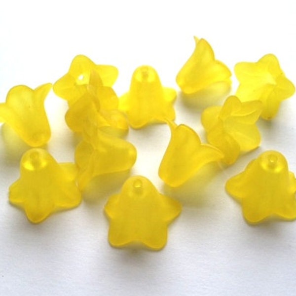 Summer Yellow Lucite Lily Beads, 18mm Yellow Flower Bead, 12 Pc Pk, Yellow Lucite Lily, Julie's Bead Store, Bright Yellow Flower Bead,Yellow