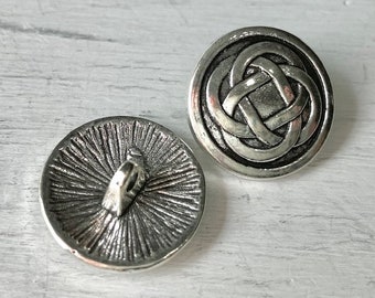 2pc-16mm Silver Plate Celtic Button, Celtic Button, 16mm Silver Button, Leather Wrap Button, Irish Button, Button