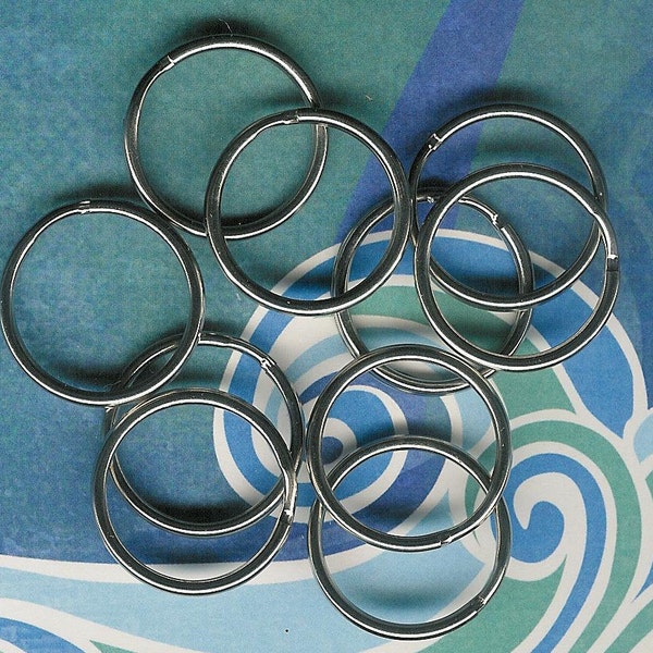24mm, Antique SIlver Split Rings, 10 piece pack, Key Chain Ring, Antique Silver Key Ring, Lanyard Hook, Nickle Key Ring, 24mm Splitring