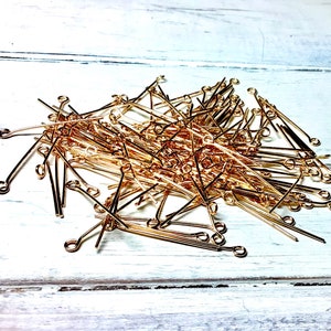 144 piece pack, Gold Plated 1 inch Eye Pins, Gold Plated Eyepins, 1” Gold Plated Eye Pin, Bulk Eyepin, Rosary Eyepins, Gold Rosary Wire