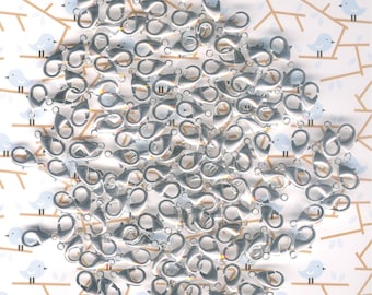 100pc-12mm x 6mm pinza de langosta plateada de alta calidad, pinza de langosta grande, cierre fácil, pinza de langosta plateada, langosta de 12mm, cierre de plata