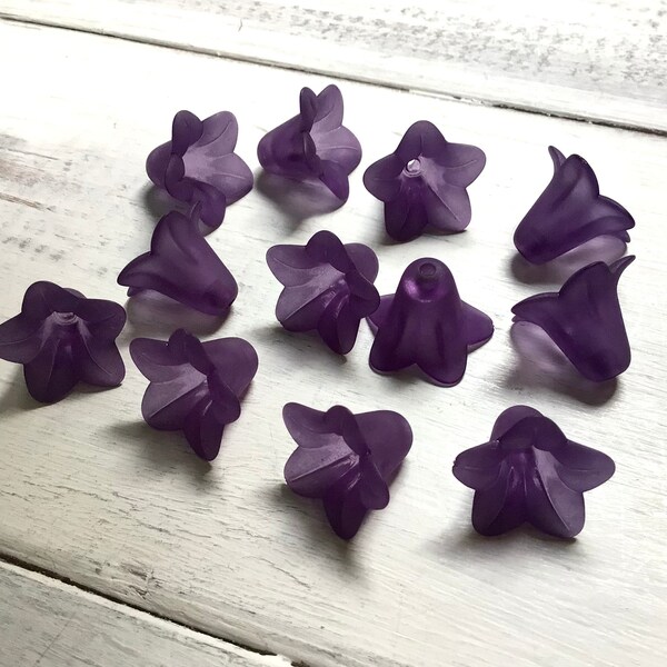 Dark Purple Lucite Lily Beads, 18mm Purple Flower Bead, Purple Lily Bead, Dark Violet Flower Bead, Bead Source, Julie's Bead Store, Purple