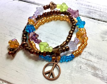 Kit de pulsera elástica para niños, kit de pulsera de la paz, kit de pulsera de flores, kit de tobillera, kit de pulsera, kit de cuentas de vidrio, kit de bricolaje, kit de collar para niños