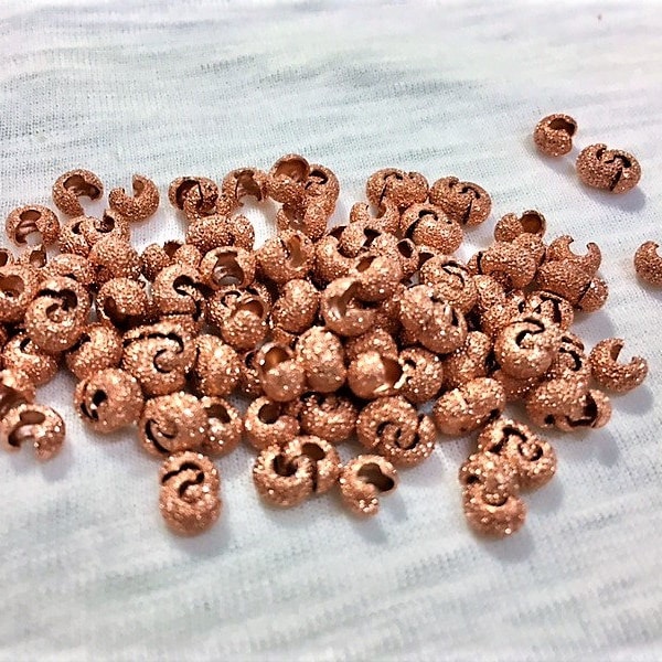 4mm Stardust Copper Crimp Cover, 72 piece pack, Copper Crimp Cover, Stardust Crimp Cover, Copper Knot Cover, Julie's Bead Store, Stardust