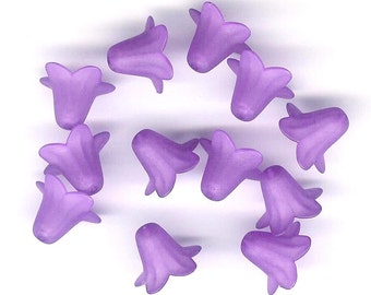 Cuentas de lirio de lucita violeta púrpura, cuentas de flor púrpura de 18 mm, cuentas de lirio lavanda, 12 piezas, cuentas de flor violeta, Bead Source, Tienda de cuentas de Julie