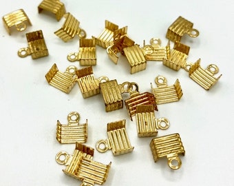 VENTA DE LIQUIDACIÓN, 24 piezas, engarzado de cordón chapado en oro, engarzado de cordón de 5 mm, engarzado de cordón de cuero de múltiples hilos, engarzado de oro doblado con lazo, engarzado de cuero