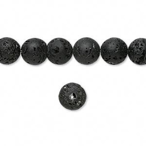 6 Sizes Natural Black Lava Beads, Grade A Lava Rock Stone, High