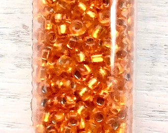Miyuki, 11/0 Naranja plateada, 11 Naranja plateada, Pequeñas cuentas de semillas de naranja, Tejido de cuentas de semillas, Cuentas de semillas Miyuki, Forradas de plata
