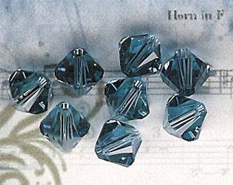 6mm Denim Blue Austrian Swarovski Crystals-8 piece pack